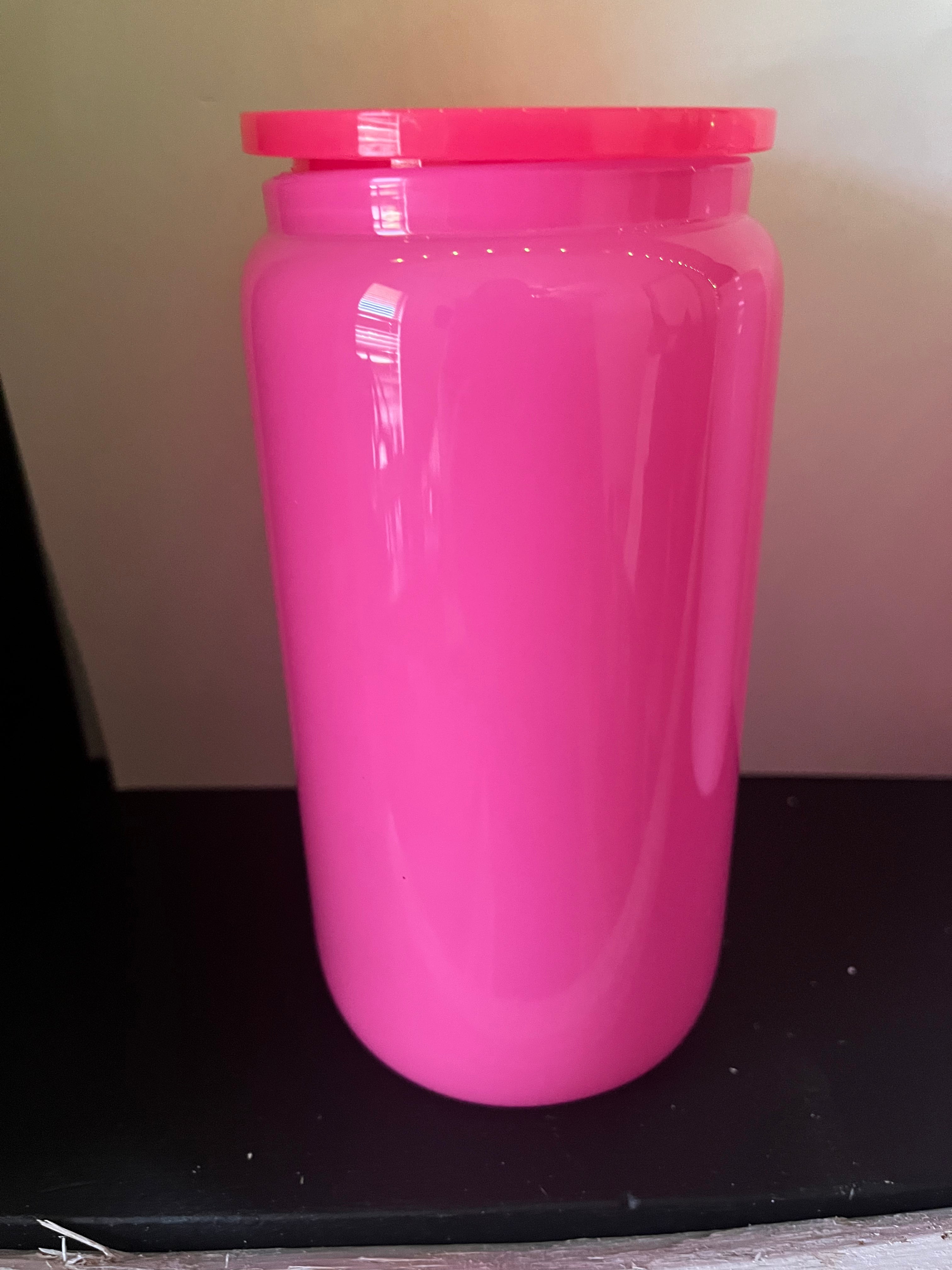 Pink 16oz glass cup
