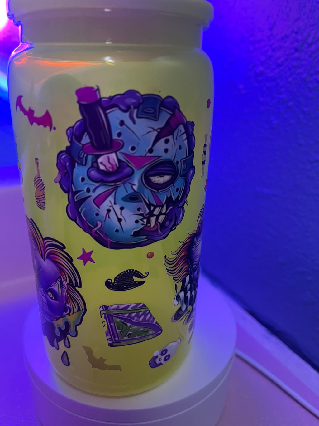 Halloween horror acrylic neon yellow cup