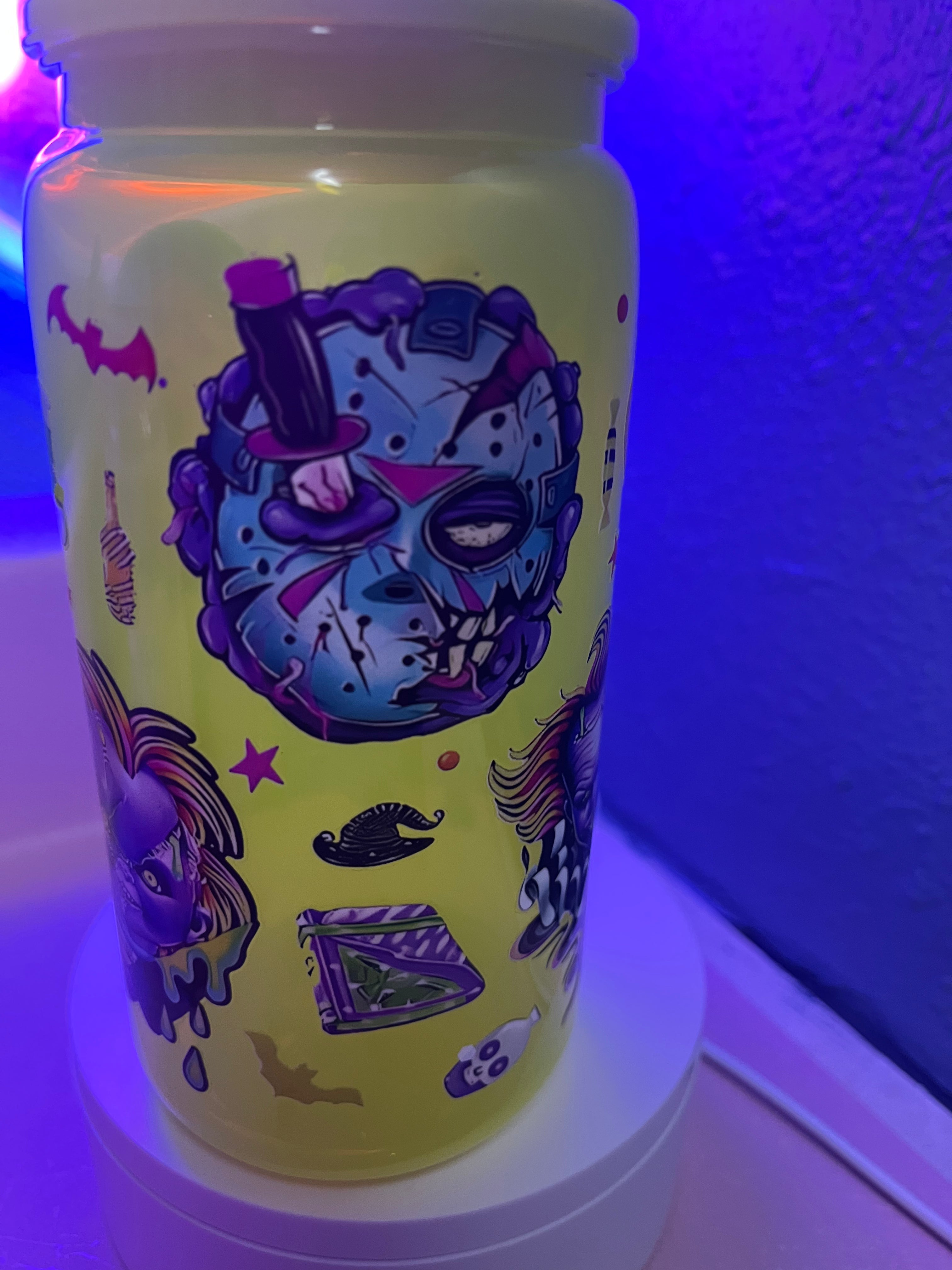 Halloween horror acrylic neon yellow cup