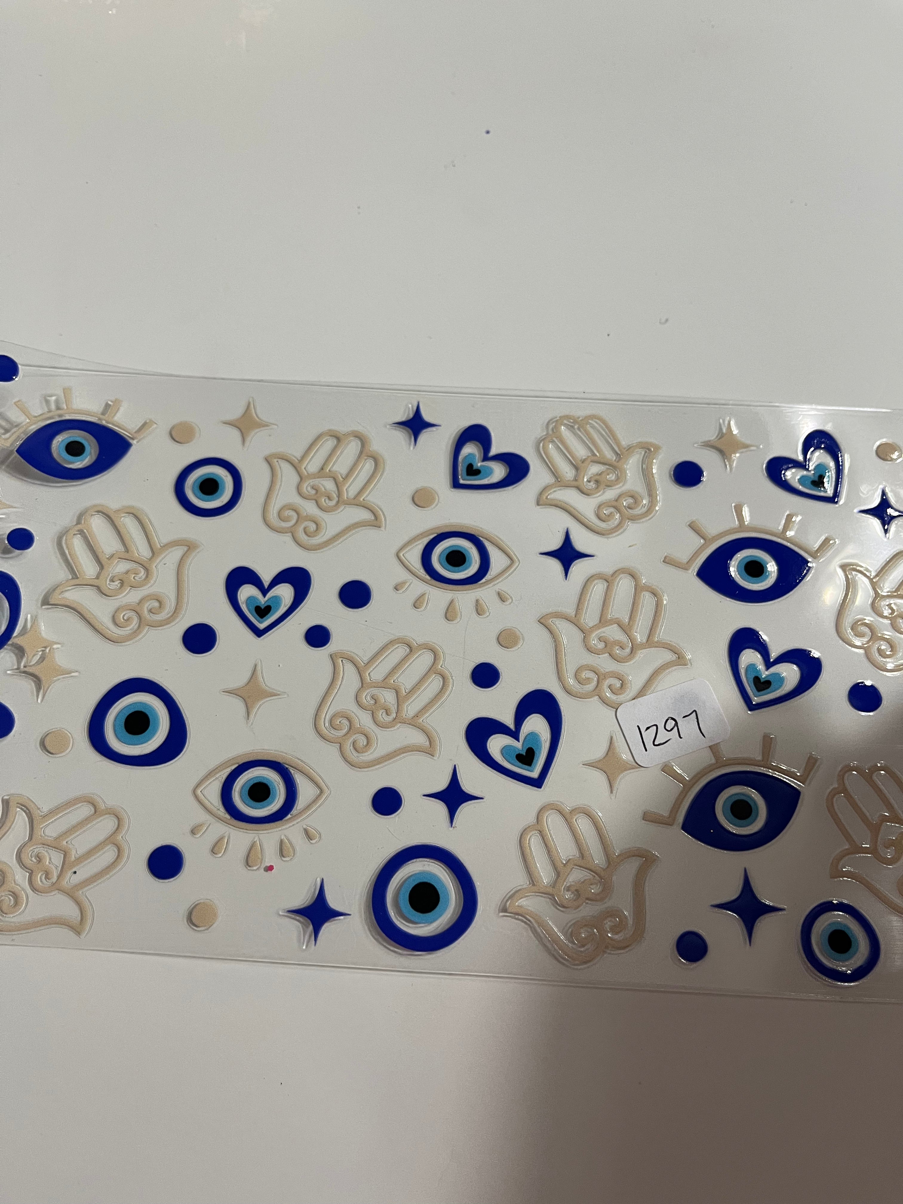 Evil eye gold and blue 1297