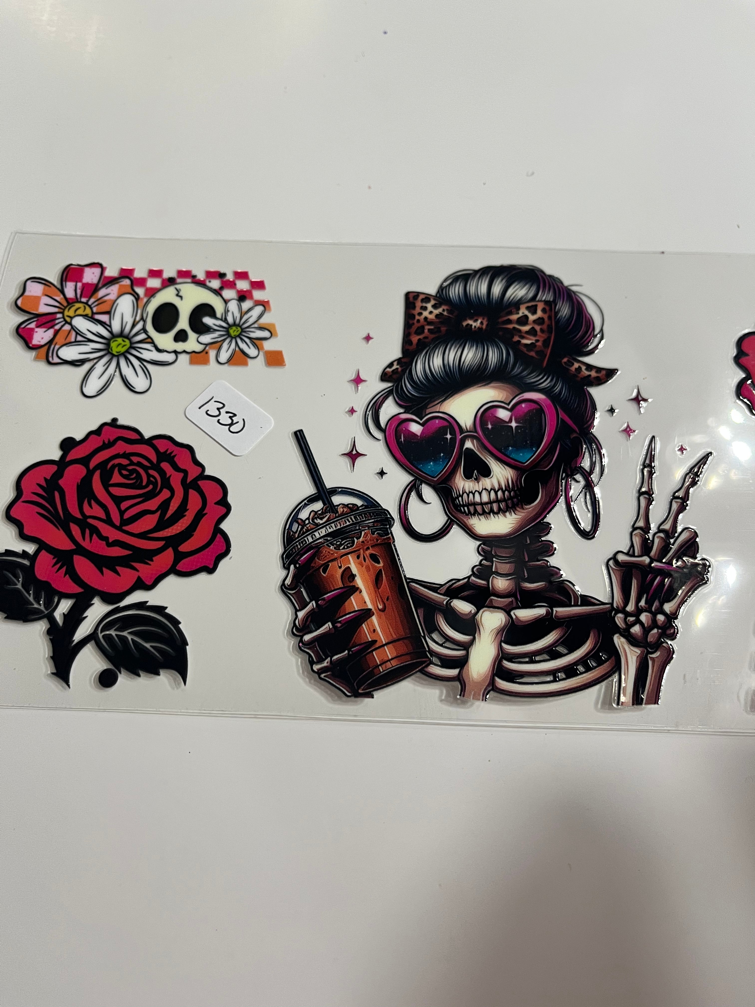 Peace skeleton girl coffee 1330