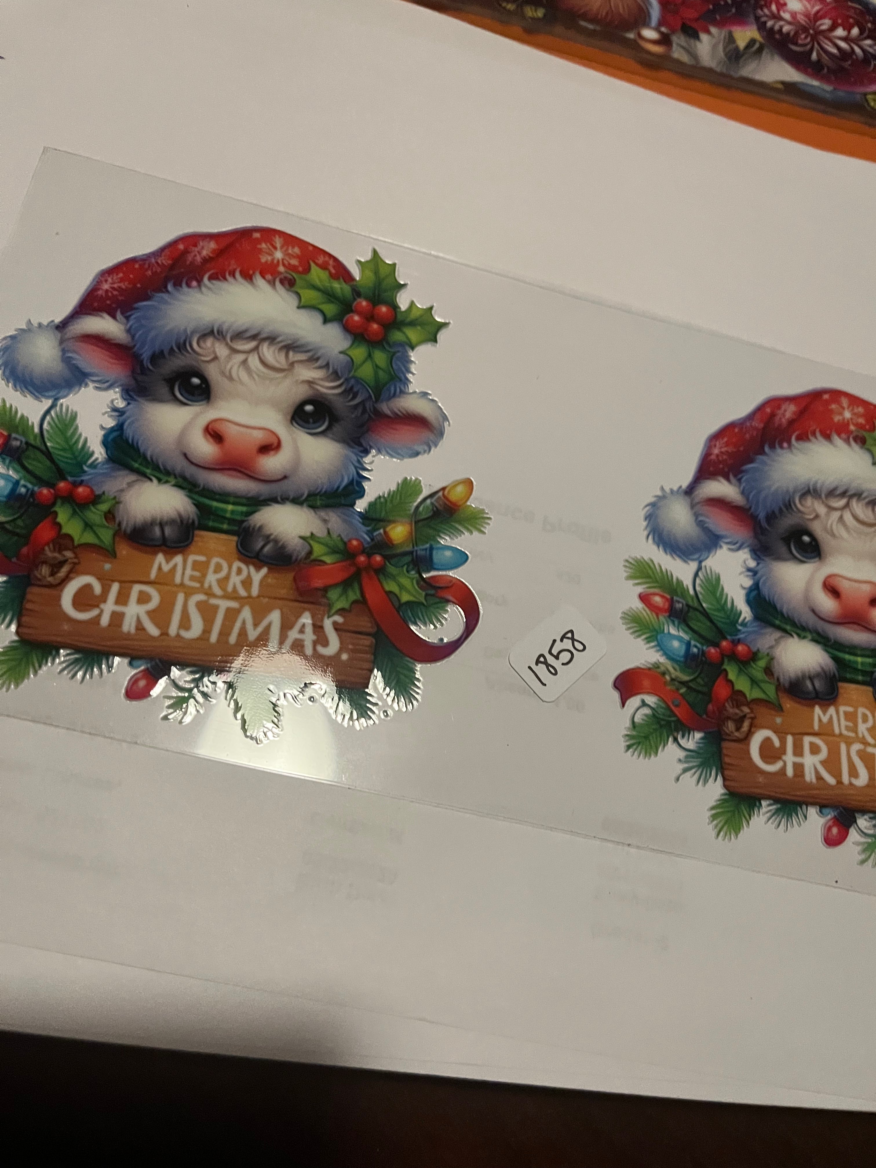 Merry Christmas cow 1858